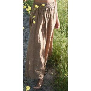 Beachwood Amalfi 100% Linen Maxi Skirt Dress  OS Rye/Tan Italy Boho Versatile